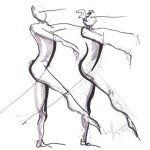 Croquis encre - répétition de danse des BJM 2013 